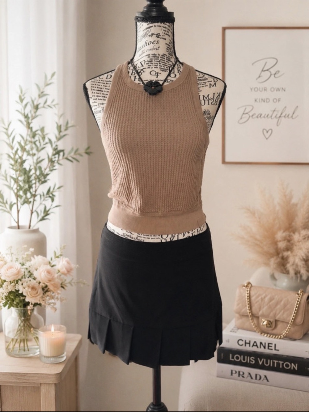 We The Free Knit Halter Crop Top - Beige/Tan